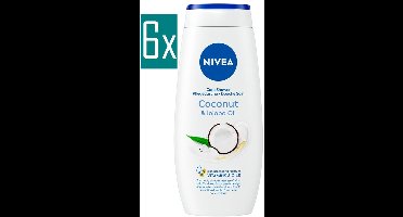 Persoonlijke verzorging Lichaamsverzorging Bad- & Douchemiddelen Douchecremes NIVEA Coconut & Jojoba Oil Douchecrème - Body Wash met Kokosgeur - Met Vitamine C & E - Voordeelverpakking - 6 x 500 ml