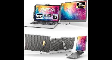 Draagbare Monitor – Mobiel Scherm – Laptop Schermvergroting – Extra Display – 14 Inch 2K QHD – Hoog Contrast 1500:1 – USB-C & HDMI Plug-And-Play – Ingebouwde Luidsprekers
