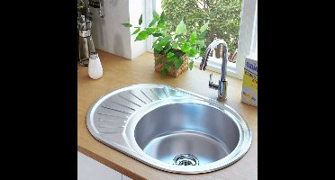 Inbouwspoelbak – Keukenspoelbak – Spoelbak – Gootsteen – Vaatwasbak – Roestvrij Staal – Ovaal Design – Ingebouwde Zeef En Sifon – Onderhoudsvriendelijk