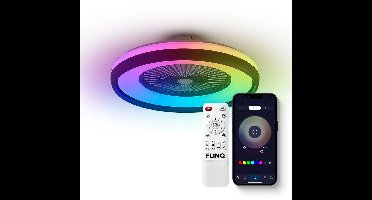 FlinQ LumiFan Ø50 cm Smart Plafondventilator met Verlichting - Lamp met 16 Miljoen Kleuren - Ventilator voor aan het Plafond - Ideaal voor op de Slaapkamer - Bestuurbaar met App of Afstandsbediening