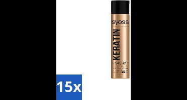 15 x Syoss – Haarspray – Keratin Hold 4 – 400 ml - Haarspray Keratine - Keratine Hold - Haarspray Level 4 - Haarspray Voor Langdurige Styling - Haarspray Met Keratine