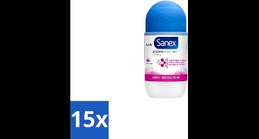 15 x Sanex – Deo Roll-on – BiomeProtect Dermo Anti-Irritation – 50 ml - Gevoelige Huid - Anti-irritatie - Huidmicrobioom - Deodorant Roller - Alcoholvrije Deodorant