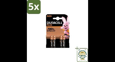 5 x Duracell – Alkaline Batterijen AAA – Plus – 4-pack - Grootverpakking - AAA Batterijen - Alkaline Batterijen - Langdurige Batterijen - Batterijen Voor Speelgoed - Batterijen Voor Zaklampen