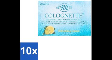 10 x 4711 – Colognette Tissues – Citrus – 20 Doekjes - 4711 Colognette Citrus - Citroen - Verfrissingsdoekjes - Citrusgeur - Verkoelend