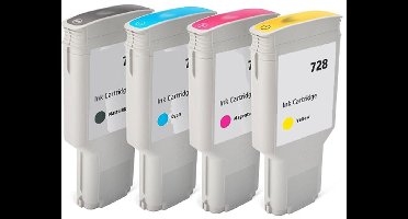ABC huismerk set 4x inktcartridge geschikt voor HP 728 geschikt voor HP Designjet T730 T830