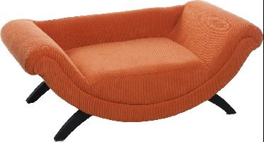 Hondenbed – Sofa hond – Sofa kat – Flamingo Dingo Rechthoekig Oranje – 80 x 43 x 28 cm – houten pootjes – afwasbaar – luxe hondenbank