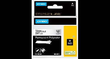 DYMO Rhino industriële labels | Permanent Polyester | 19 mm x 3,5 m | zwarte afdruk op transparant | zelfklevende labels voor Rhino & LabelManager labelprinters