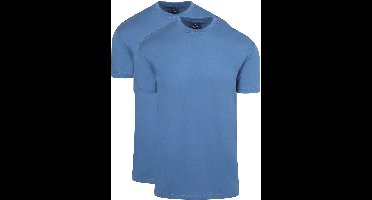 Suitable Obra T-Shirt Hoge Ronde Hals Mid Blauw 2-Pack - Maat M - Heren - Basic T-shirt Heren