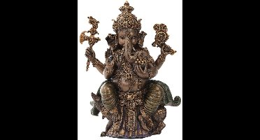Boutique Trukado - Beeld/figuur - Ganesha Hindoeïstische God Zittend - hoogte 20,3cm