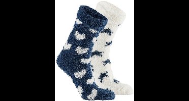 Apollo bedsokken / huissokken - kinderen - 2-pack - navy/wit - one size - Slaapsokken - Slofsokken