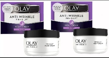 Olay Nachtcreme - Anti Wrinkle Firm & Lift - 2 x 50 ml Voordeelverpakking