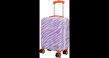 Zebra Trends Avonturier Koffer - Kinderkoffer - ABS - Zwenkwielen - Handbagage Trolley Koffer - Lila Zebra