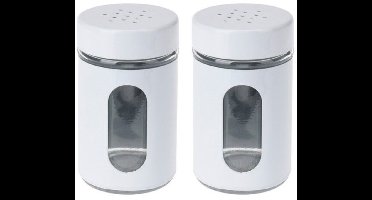 Excellent Houseware Peper / Zoutstrooier - 2x - glas - wit - 94 ml - Kruidenstrooier - Specerijen potje