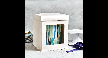 FunCakes Taartdoos Hoog - met Venster - Wit - 26x26x29,4 cm - Cakedoos