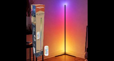 Grundig RGB LED Hoeklamp - RGB Vloerlamp 140cm - Hoeklamp LED Staand Dimbaar RGBW en Wit Licht - RGB Lamp Staand - Incl. Afstandsbediening en Muziek Sensor