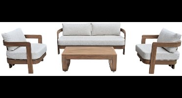 Scott Loungeset - Tuinset - 4 Delig - 5 Zitplaatsen - Aluminium Woodcolor Frame