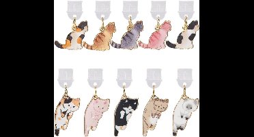 Allecto- Stof Plug Charm - Type C Poort Protector - Leuke Dier Emaille Kat - Telefoon Charms - Plastic Stofpluggen - Oortelefoon Laptops E-Reader Accessoires - Geschikt voor Telefoons - 1 Doos 10Pcs - Zwart.