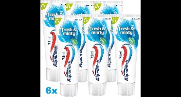 Aquafresh Fresh & Minty – Tandpasta – 3in1 – Voor een frisse adem – Voordeelverpakking – Recyclebare tube en dop – 6 x 75 ml