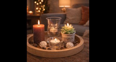 Natuurlijk houten decoratiebord – Set van 2 – Duurzaam – Tijdloos design – Decoratief dienblad