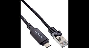 InLine® USB 3.2 netwerkadapterkabel, Gigabit, USB-C naar RJ45-plug, 2m