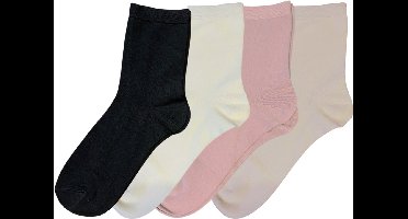 green-goose® Bamboe Sokken Dames - 4 Paar - Pastelkleuren - Blauw, Roze, Beige - Maat 35-38 - Heerlijk Zacht, Stretchy en Duurzaam - Licht Geparfumeerd