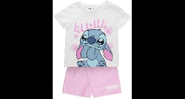 Disney Stitch Kledingset Meisjes – Aloha T-Shirt en Roze Short – Zomerset – Officieel Gelicenseerd