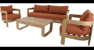 Lounge-Set Mylo Terra | Moderne Tuinset met Tafel | Terracotta Zitcomfort - 7572566x18572566x1106041cm