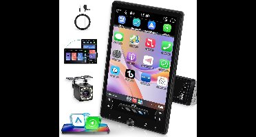 Autoradio 1 Din – Autoradio Draaibaar – Autoradio Touchscreen – Auto Multimedia Speler – Auto Radio Bluetooth – 10,4 Inch Draaibaar Touchscreen – Draadloze CarPlay & Android Auto