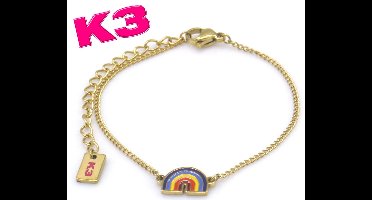 K3 armband met regenboog bedel - Goudkleurig RVS - K3 merchandise - K3 sieraden