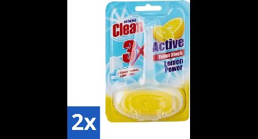 2 x At Home - Clean - Toiletblok - 3in1 Active - Lemon Power - Neutraliseert & Reinigt - 1 Blok - Toiletblok - Toilet Reinigen - Toilet Fris - Toilet Geuren Neutraliseren - Toilet Reinigingsblok
