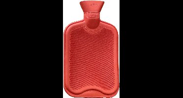Sundo warmwaterkruik 2 liter rood – rubber kruik met schroefdop en lamellen