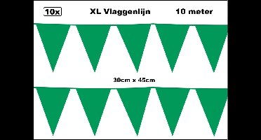 100 meter XL Vlaggenlijn groen 30cm x 45cm - 10x vlaggenlijn groen 10 meter - Giga vlaglijn themafeest party festival