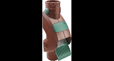 Rainus bruine regenwaterfilter/bladscheider voor plaatstalen regenpijpen met een diameter van 80 mm en 100 mm. Voorkomt verstopping van regenpijpen door grof vuil zoals bladeren en mos.