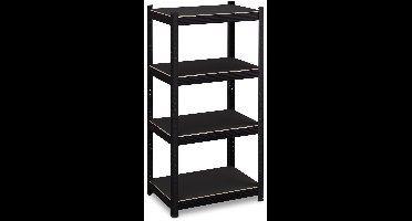 Sierra Stellingkast, stellingkast, HxBxD 120x60x40 cm, 1000 kg, 4 etages, steeksysteem, berging, schuur, garage, opbergrek, zwart