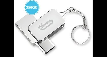 MrGoods USB Stick 256GB - USB-C & USB-A - USB 3.0 - Tot 100MB/s (800 Mbps) - Aluminium - Mobiele Opslag - A-grade Chip - Plug & Play - Voor Alle Smartphones, Tablets & Laptops