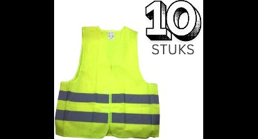 ALL RIDE - 10 stuks - Geel veiligheidsvest met hoge zichtbaarheid - Geschikt voor S tot XXXL - Reflecterende uitrusting voor maximale veiligheid