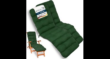 Beautissu 2x Deckchair Kussen 200x50x8 cm - Ligstoelkussen Donkergroen - Matraskussen voor Hangmatten en tuin-/terrasstoelen - Flair DC