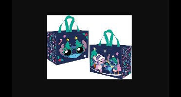Lilo & Stitch: Shopper 450x400mm, gerecycleerd van PET flessen - XMAS, Lilo tas, Lilo shopper, Kerst tas, Lilo en Stitch tas
