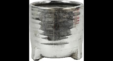 Countryfield bloempot zilverkleur speelgoed decoratie 18 cm.