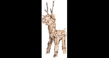 Rendier kerstdecoratie berkenhout 60 cm natuurgetrouw ornament.