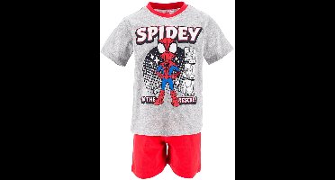 Spiderman - Shortama - Maat 98 - Grijs met rood - Spidey - Pyjama - Katoen