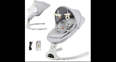 Kinderkraft TULSY – Elektrische wipstoel en ligstoeltje voor baby's – 5 schommelniveaus – Muziekfunctie – Inklapbare kap met klamboe – Lichtgewicht – Grijs