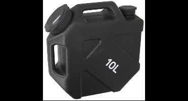 Gerimport Jerrycan/benzinetank - 10 liter - zwart - kunststof - met flexibele schenktuit - 35 x 32 x 13 cm