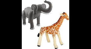 Folat Opblaasdieren - olifant en giraffe - safari thema - kunststof