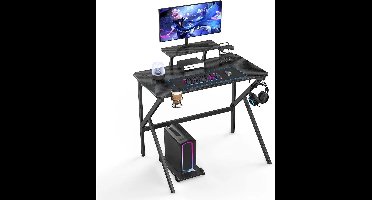 Rumi gaming Bureau - gamingburearu met Porte - gaming tafel - Bureau voor gaming - Zwart - 75 * 100 * 55