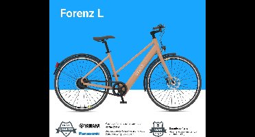 EZWLZ Elektrische Fiets Forenz L - Actieradius 80 km - Yamaha Achterwielmotor - Hybride E-Bike - Panasonic batterij - LCD Display - Zand/Matt
