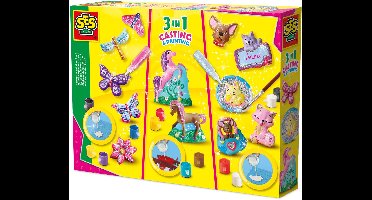 SES Creative - Hobby Pink - Gieten en Schilderen - 3 in 1 - Fantasie Paarden, Vlinders, Katten en Honden - Knutselen Meisjes - Sneldrogend - Vanaf 5 jaar
