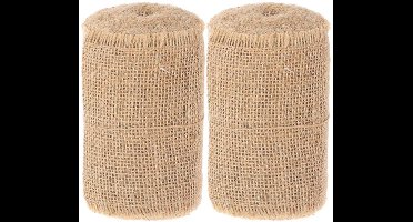 HBX Natural Living Decoratie lint - 3x - jute - rol - 500 x 10 cm - decoratielint stof - hobby