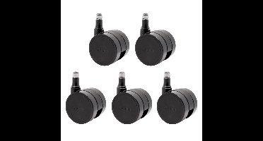 WAGNER bureaustoelwielen/draaistoelwielen, set van 5 - DESIGN HART - Diameter Ø 50 mm, hoogte 55 mm, met intervalrem, pen 11 x 20 mm, draagvermogen 50 kg/wiel - Made in Germany - 02173561