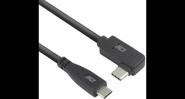 ACT USB 3.0 10Gbps 60W USB Type-C® (recht) naar USB Type-C® (haaks links/rechts) kabel, 3 meter AC7408